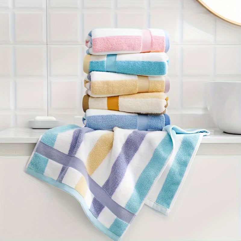 Set of 6 Cotton Velvet Towels with Color Yarn Soft Absorbent Bathroom Washcloths and Hand Towels