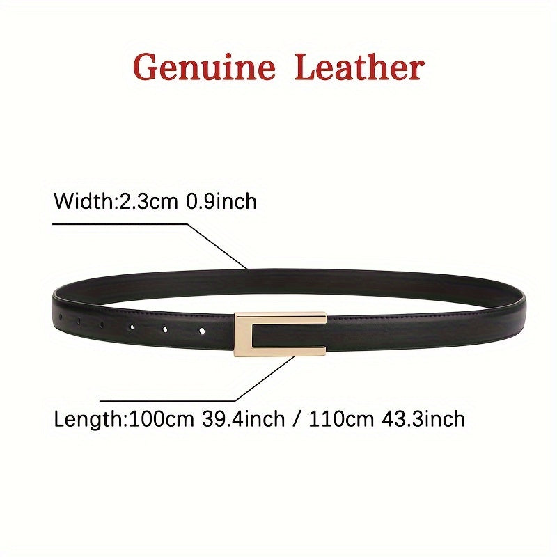 Leather Belt for Men Cowhide Formal Casual Adjustable Black Brown