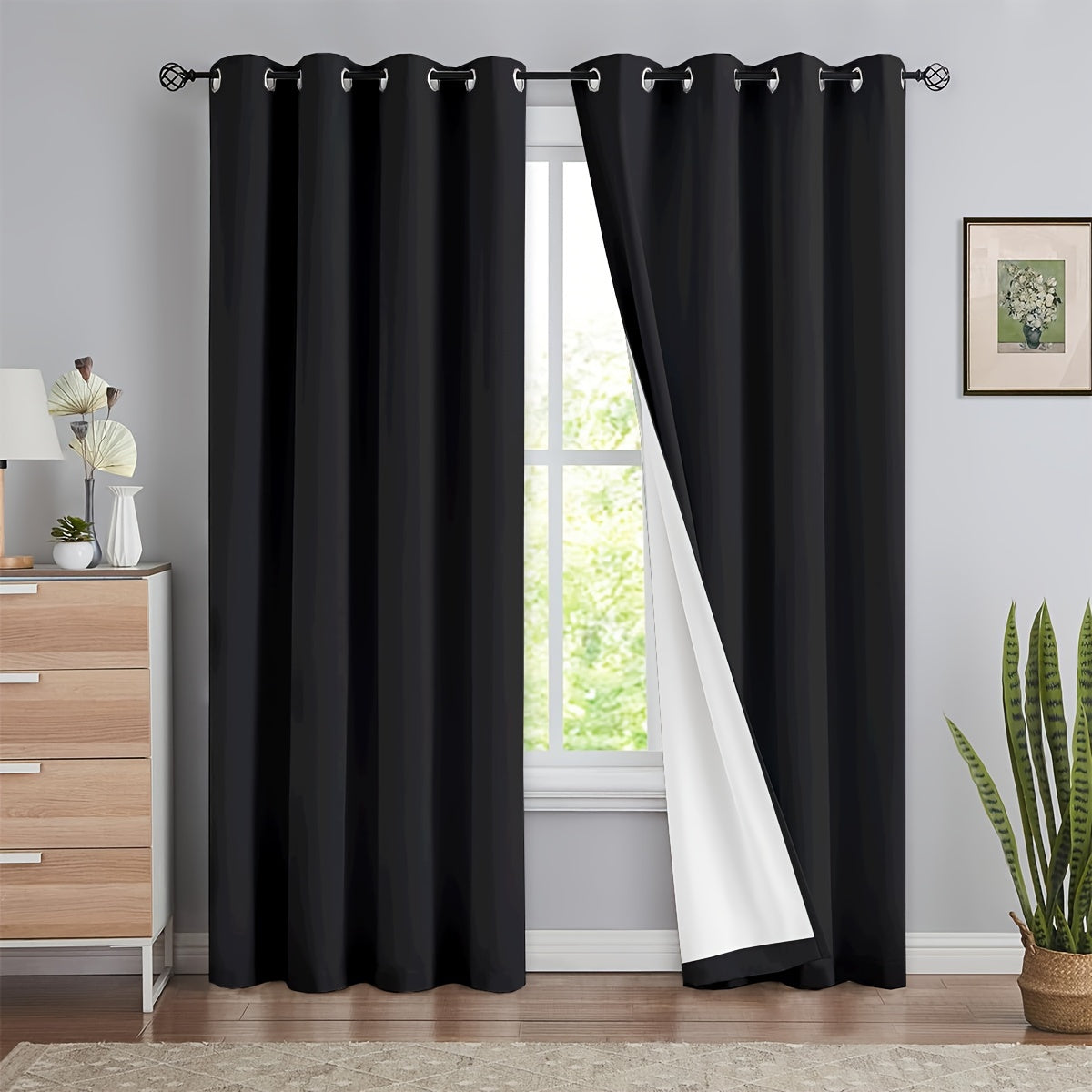 Blackout Curtains 54x84 Inches Off-White Grommet Full Blackout with White Lining