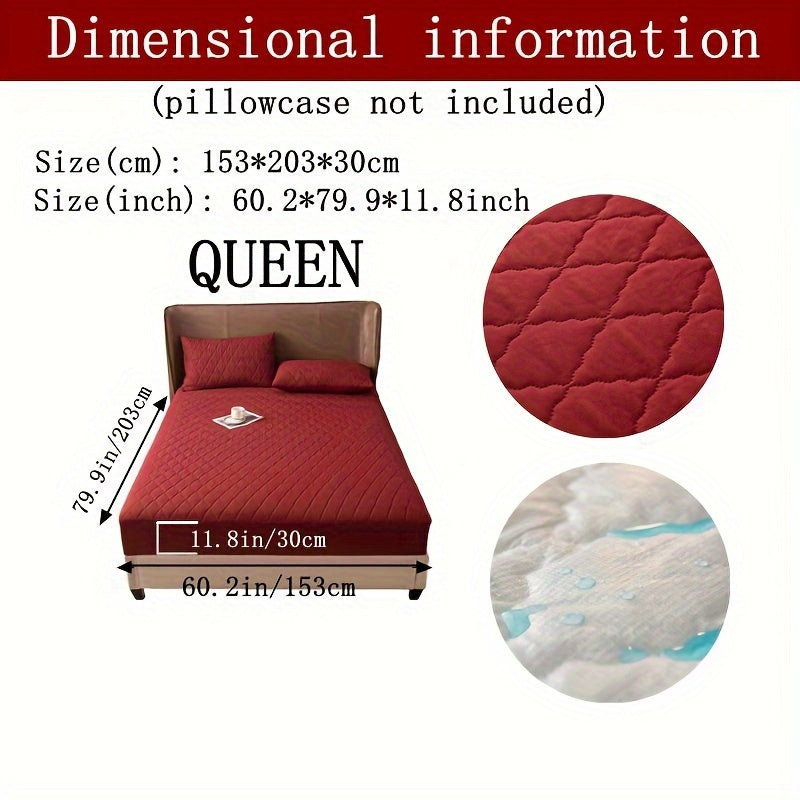 Waterproof Fitted Sheet with Geometric Embossed Pattern Deep Pocket Bed Sheet for Bedroom and Guest Room