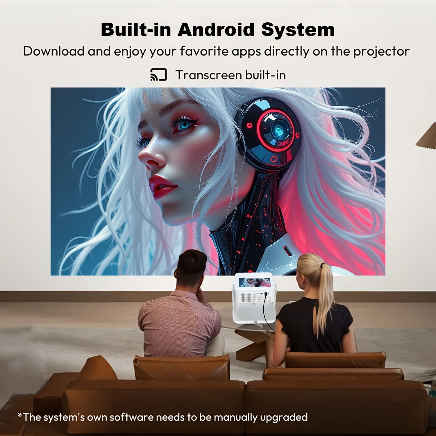 Портативный 4K домашний кинотеатр с сенсорным экраном, автофокусом и WiFi6