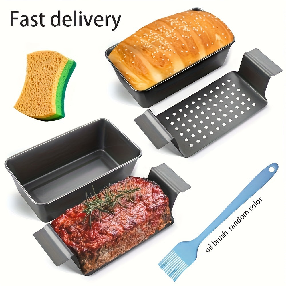 Meat Pie Pan with Drainage Tray Non-Stick Meatloaf Pan Bread Pan Set