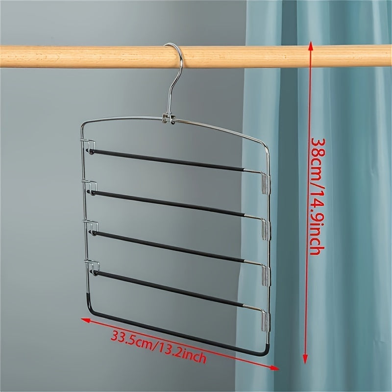 5-Tier Metal Pants Hanger with Non-Slip Features for Ties, Pants, Scarves Space-Saving Closet Organizer