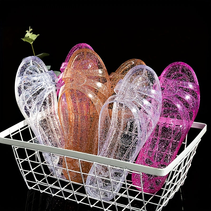 Zapatillas de gel para mujer rosa, azul y marrón con adornos brillantes, para interior y exterior