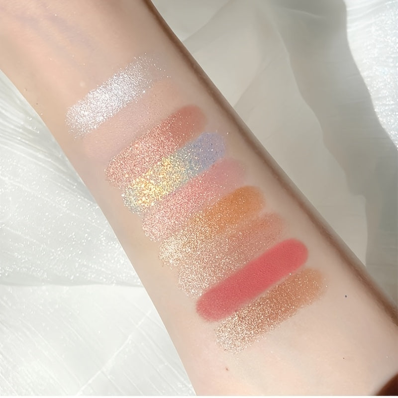 Paleta de sombras de ojos para mujer, paleta de 9 colores, cielo estrellado, mate, brillo, glitter, maquillaje