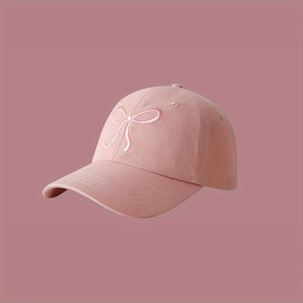 Adjustable Pink Bowknot Baseball Cap Lightweight Polyester Casual Unisex