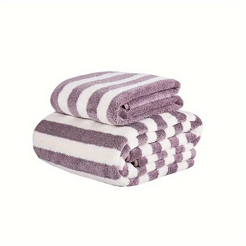 Microfiber Bath Towel Absorbent Quick-Dry with Colorful Stripes