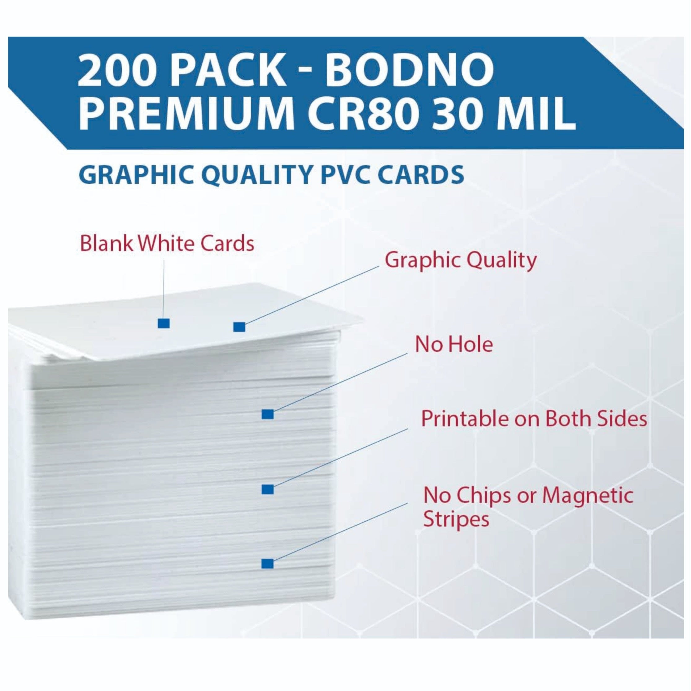 Premium White PVC Cards 30 Mil for ID Badge Printers Glossy Blank CR80