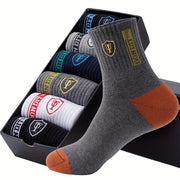 Men's Sports Crew Socks 10 Pairs Geometric Letter Pattern Cotton Polyester
