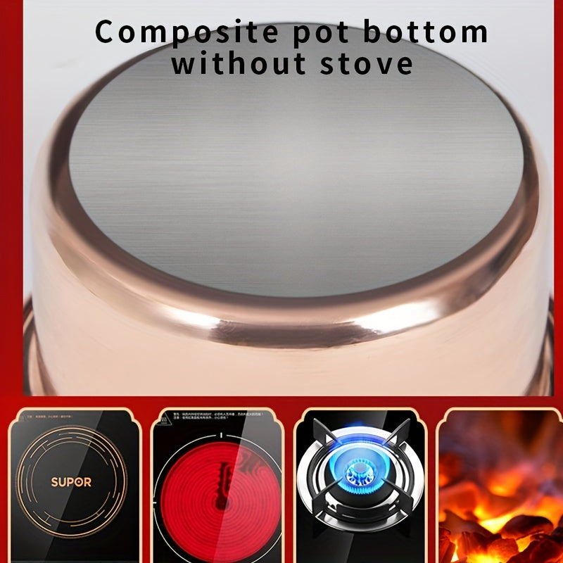 Single Serving Hot Pot Copper Enamel Cookware Induction Compatible Dishwasher Safe