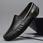 Men's Leather Slip-On Loafers with Rubber Sole for Comfortable Walking