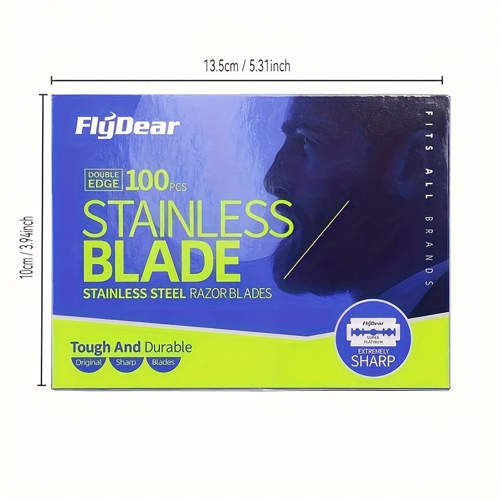 Male Grooming Stainless Steel Double Edge Razor Blades for Barbers, Safety Shaving, 10/20/40/100 Pack