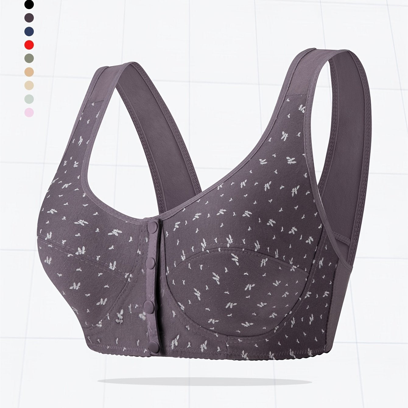 Women's Large Size Printed Front Buckle Yoga Sports Bra Breathable No Wire