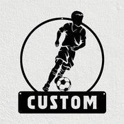 Personalized Soccer Wall Art Metal Sign Weatherproof Indoor Outdoor Black Iron