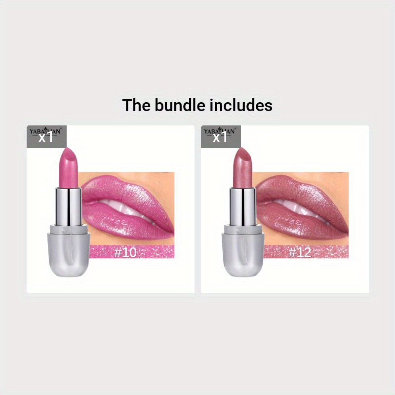 Mujer lápiz de labios metálico perlado de larga duración a prueba de agua con brillo rosa