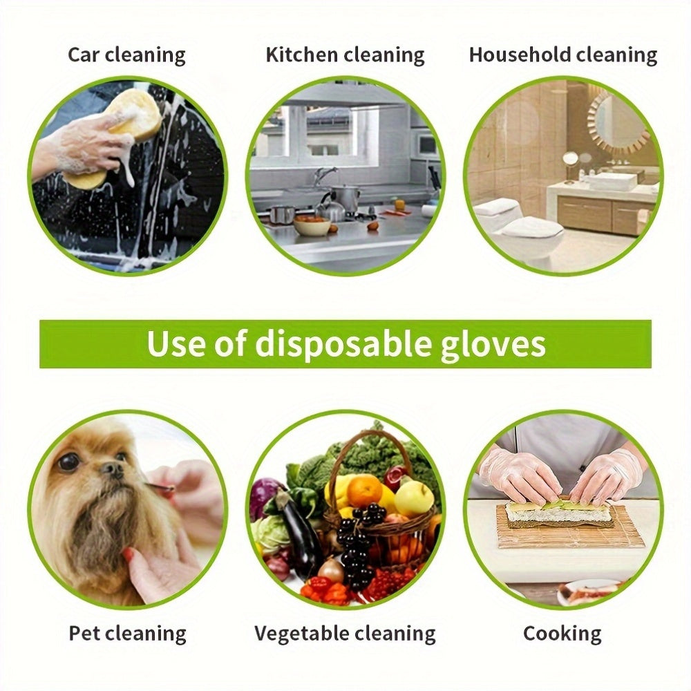 100 Pcs Waterproof TPE Disposable Gloves Food Safe Powder Free Clear Multipurpose