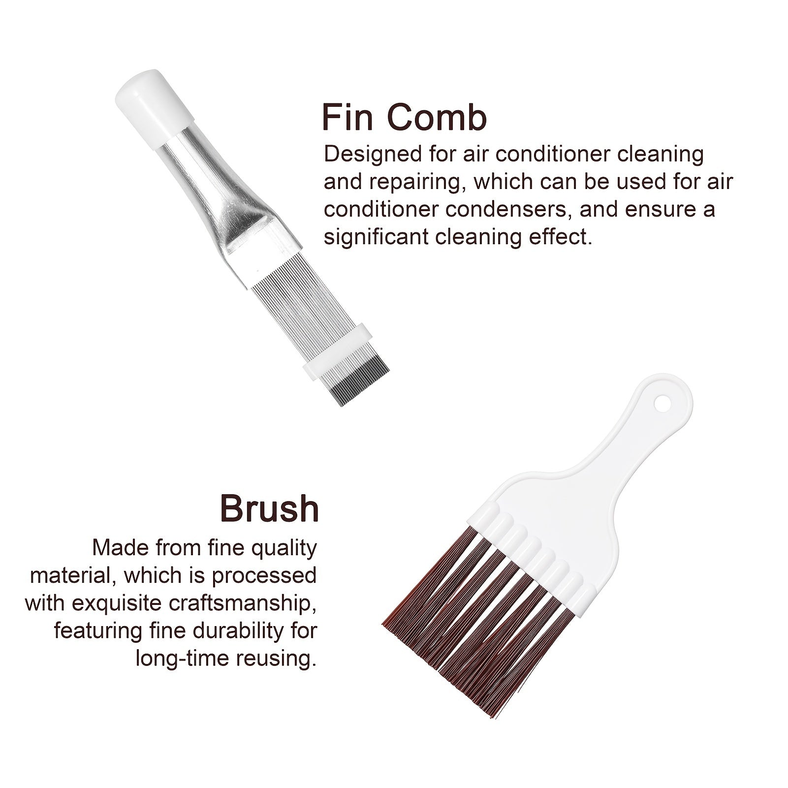 Air Conditioner Fin Comb Set 2 Pieces Stainless Steel Brush for Coil Cleaning