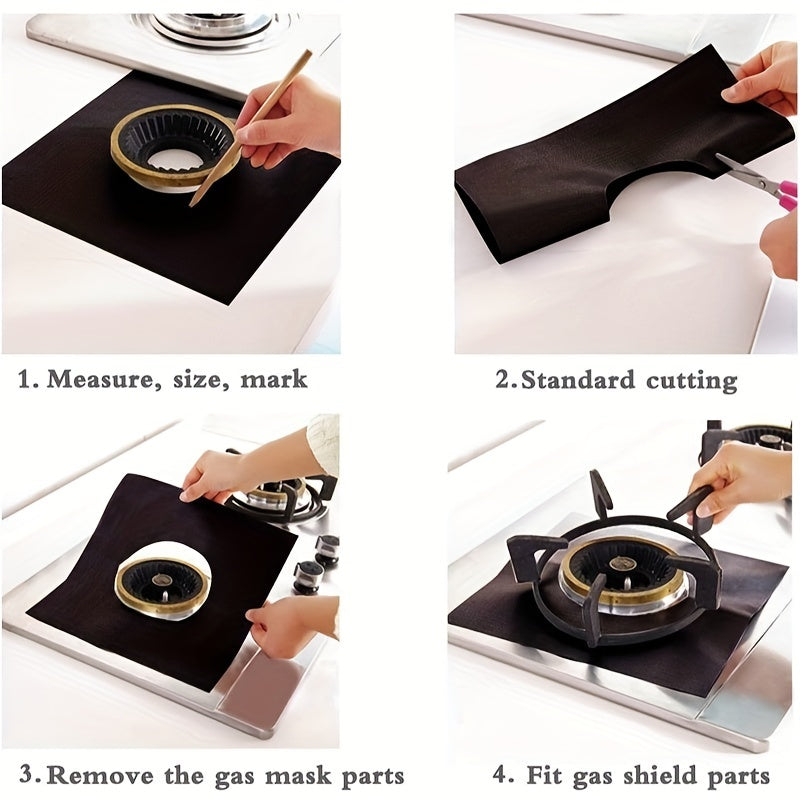 Teflon Gas Stove Surface Protection Mat Set 4 Pieces Non-Slip Heat Resistant