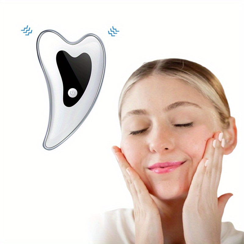 Masajeador facial eléctrico Gua Sha con calor, vibración y modo múltiple, recargable