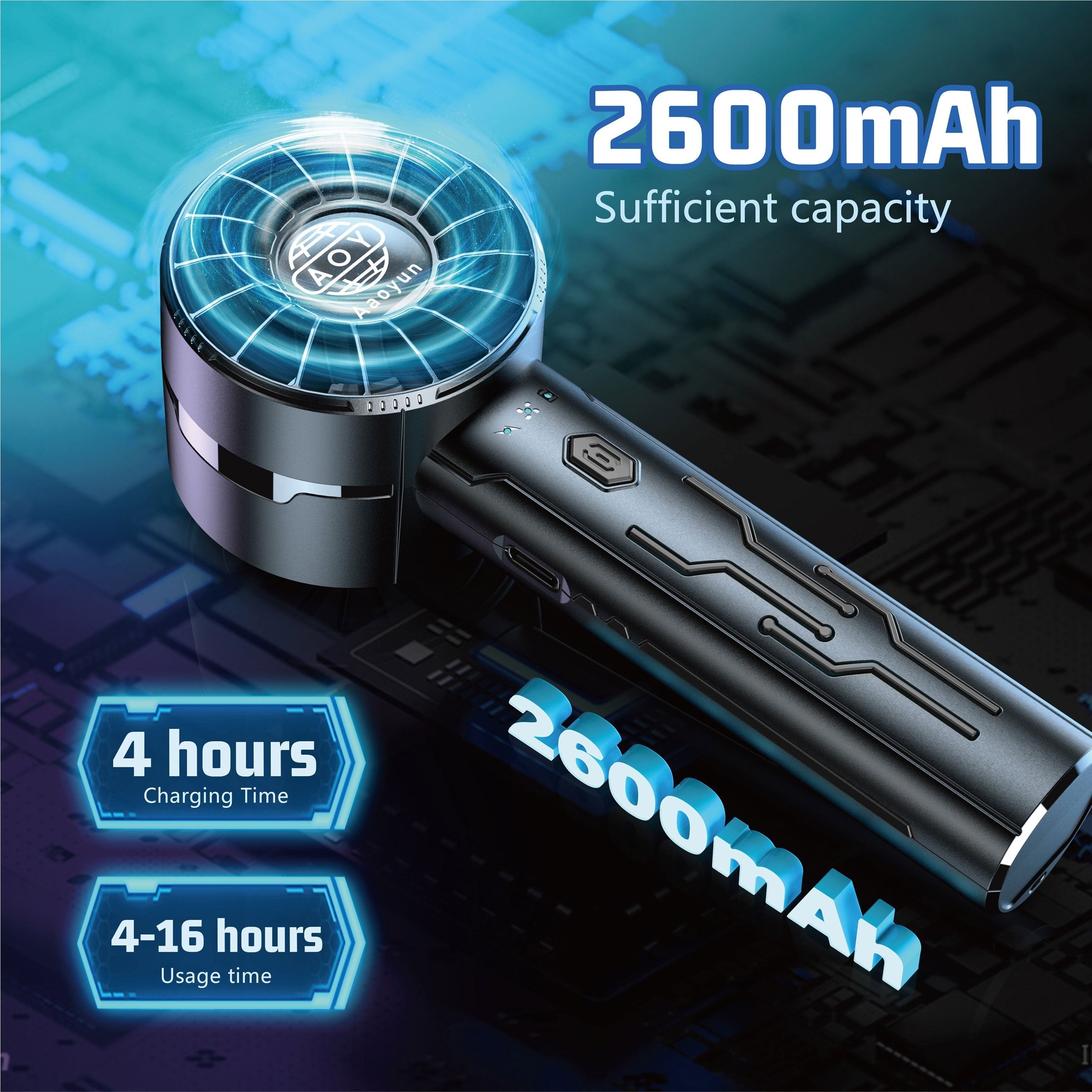 Mini USB Handheld Fan with Turbo Wind 4-Speed Adjustable Portable Cooling