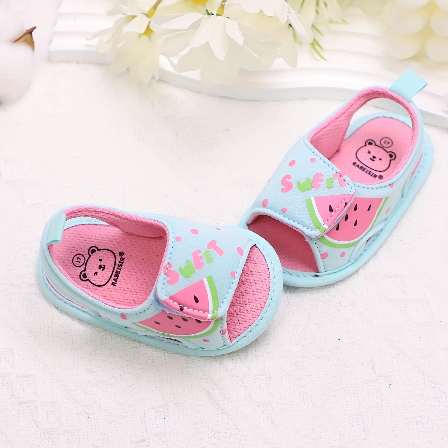 Toddler Baby Girl Mermaid Watermelon Canvas Sandals Open Toe Non-Slip Shoes for Spring Summer Vacation