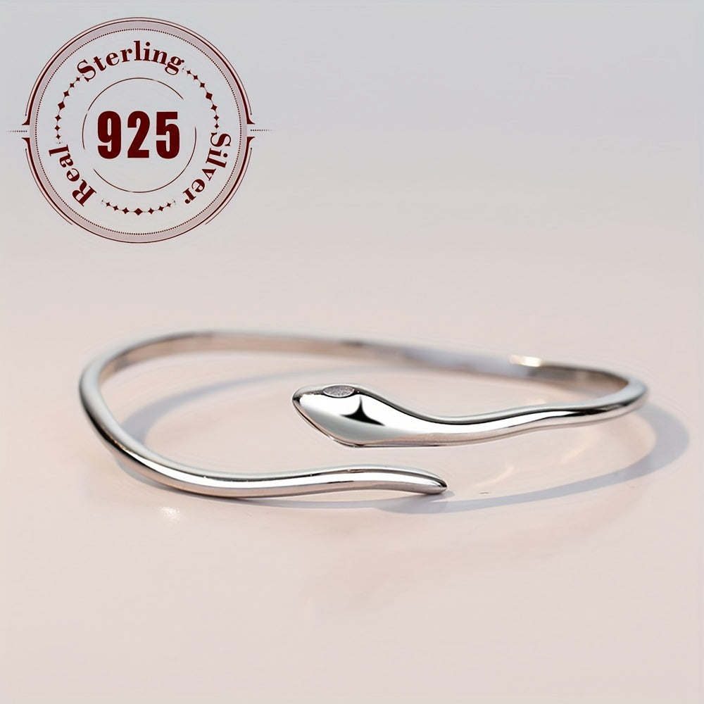 Sterling Silver Animal-Inspired Snake Cuff Bracelet Minimalist Jewelry
