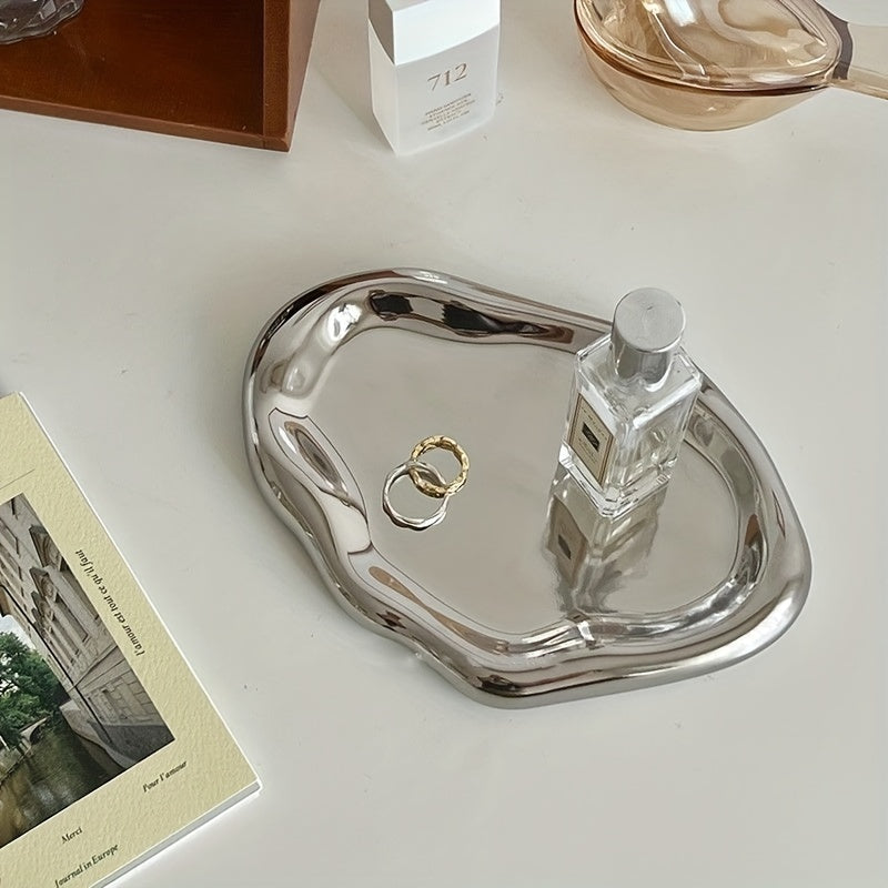 Ceramic Cloud-Shaped Jewelry Dish Ring Holder Decorative Tray for Women Silver