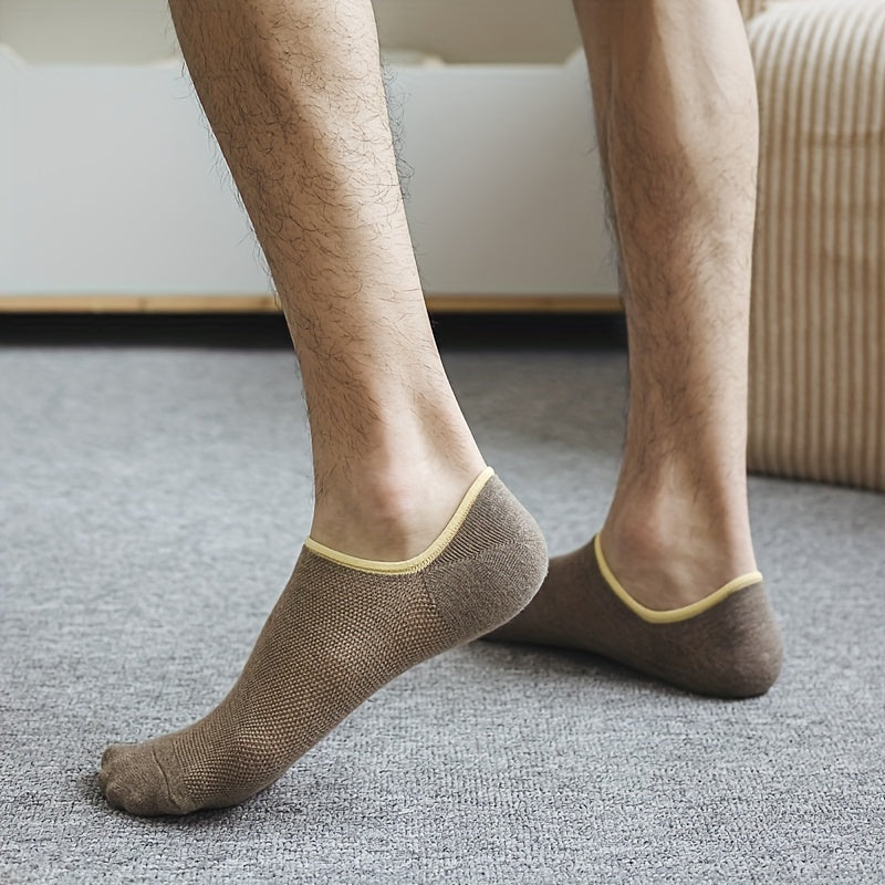 7 Pairs Men’s Mesh Silicone Non-Slip Boat Socks Spring Summer Color Matching