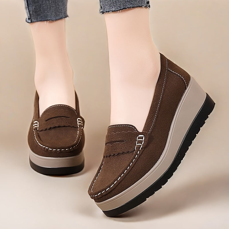 Women's Slip-On Loafers Black Synthetic Cushioned All-Season Casual Shoes