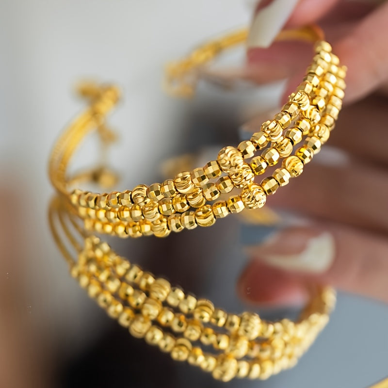 Bohemian Beaded Bracelet with 24K Gold Plated Brass Laser Beads for Women