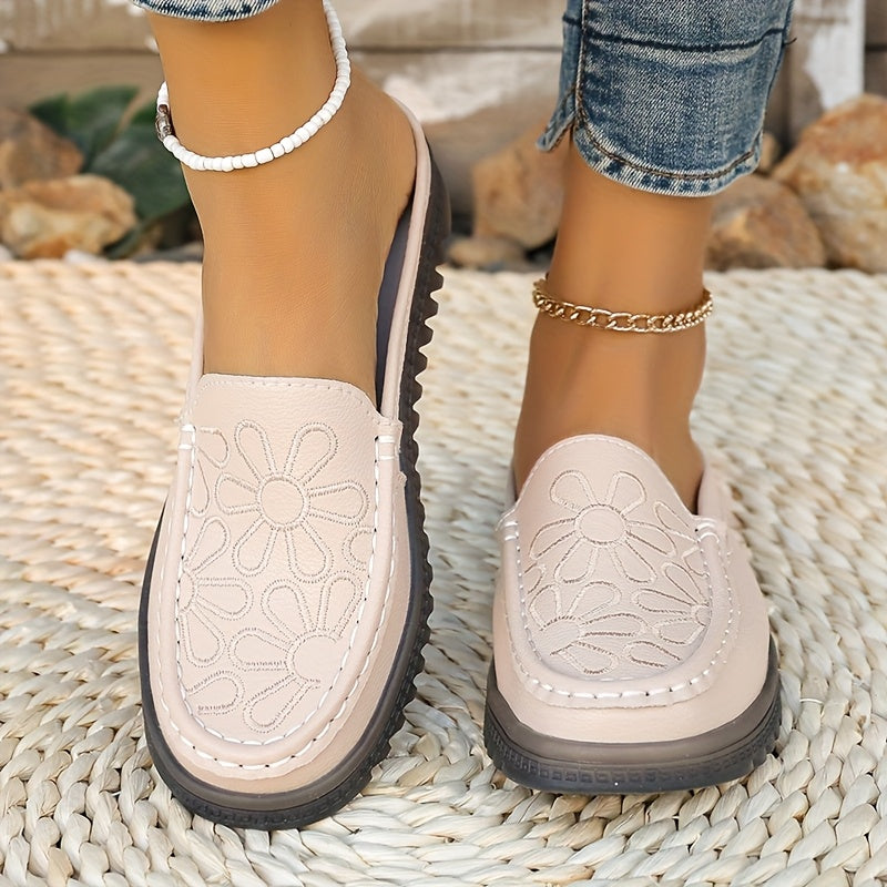 Women's PU Slip-On Loafers Casual Shoes All-Season Flat Heel