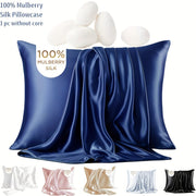 Silk Pillowcase Navy Blue 19mm Mulberry Silk Double-Sided with Hidden Zipper