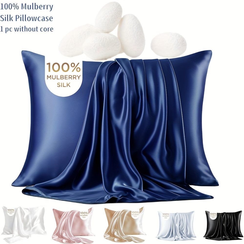 Silk Pillowcase Navy Blue 19mm Mulberry Silk Double-Sided with Hidden Zipper