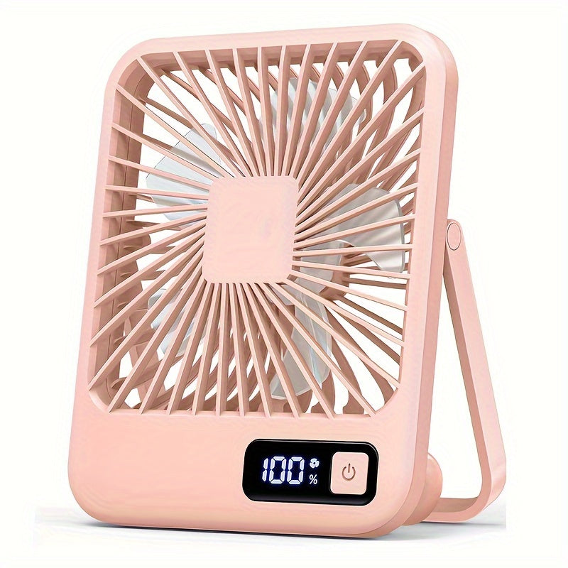 Portable USB Desktop Fan with 1800mAh Rechargeable Battery, 5-Speed, 180° Tilt