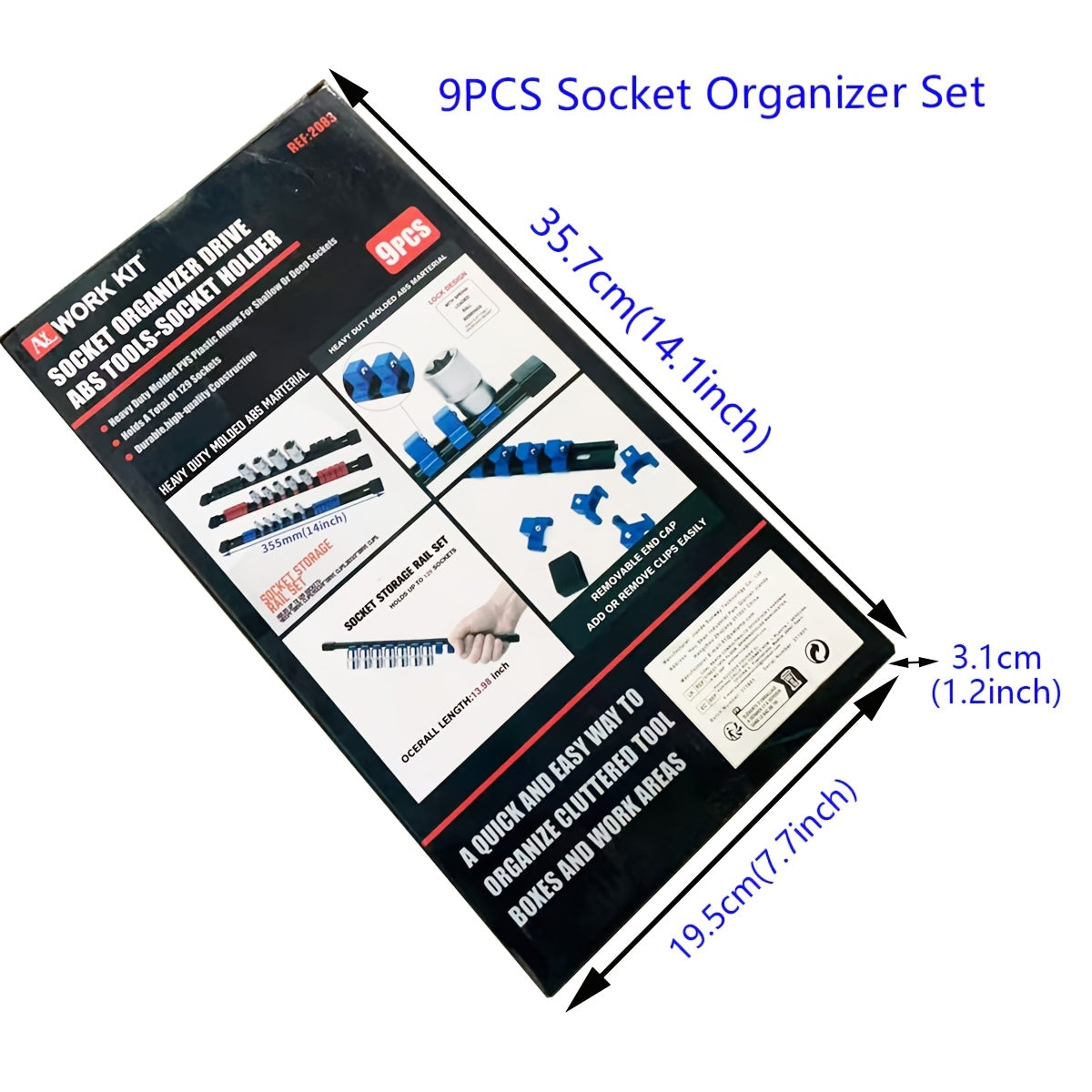 Socket Organizer Rack with 48 1/4" Clips 45 3/8" Clips 36 1/2" Clips