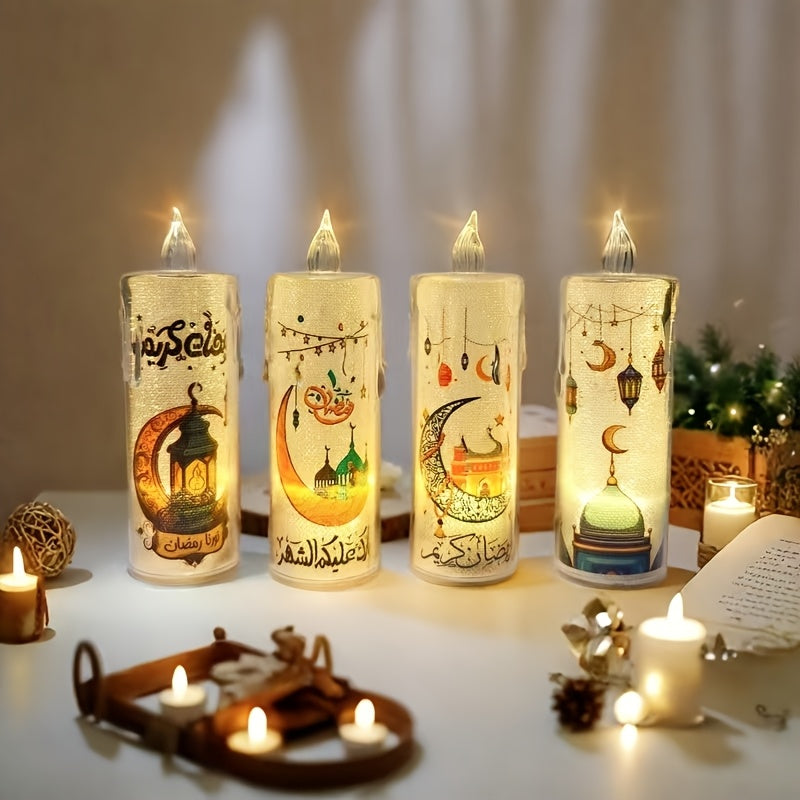 LED Flameless Candles with Islamic Motifs for Ramadan Indoor Outdoor Decor Party Family Celebrations