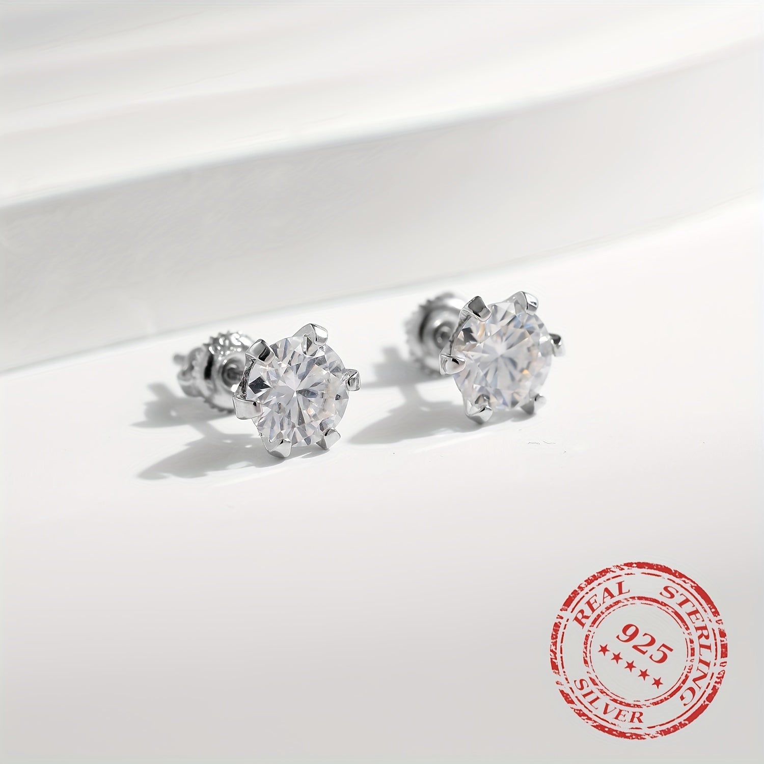 Sterling Silver 1 Carat D Color Moissanite Stud Earrings for Women Wedding Jewelry