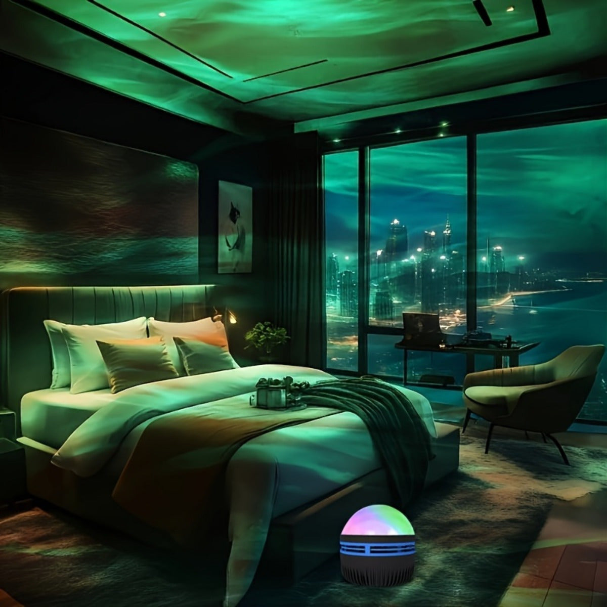 USB-Powered Projector Lamp with Remote Control RGB LED Aurora Effect for Bedroom Living Room Decor