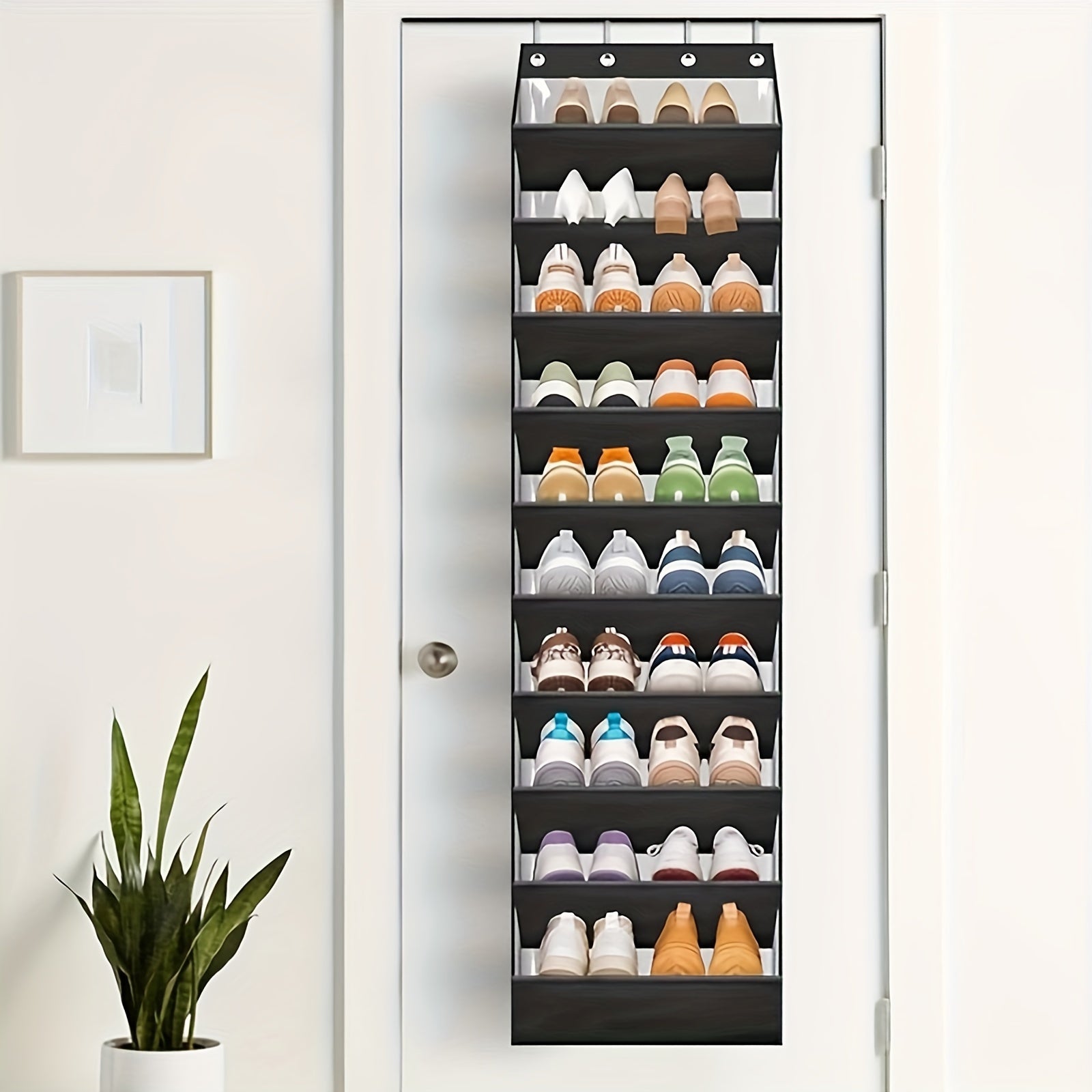 Over-the-Door Shoe Organizer 20 Pairs 10-Tier Foldable Plastic Closet Storage