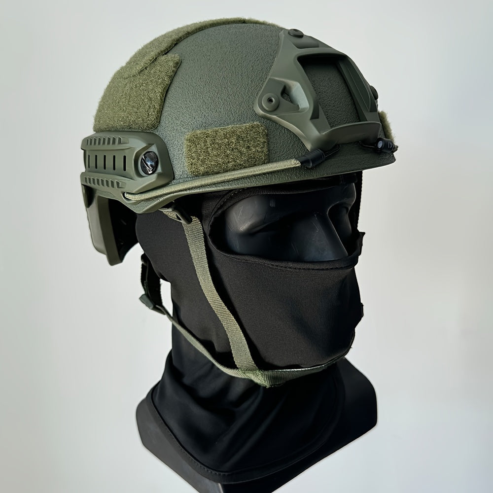 Fiberglass Tactical Helmet with Accessory Rails Adjustable Straps for Training and Adventure Gear