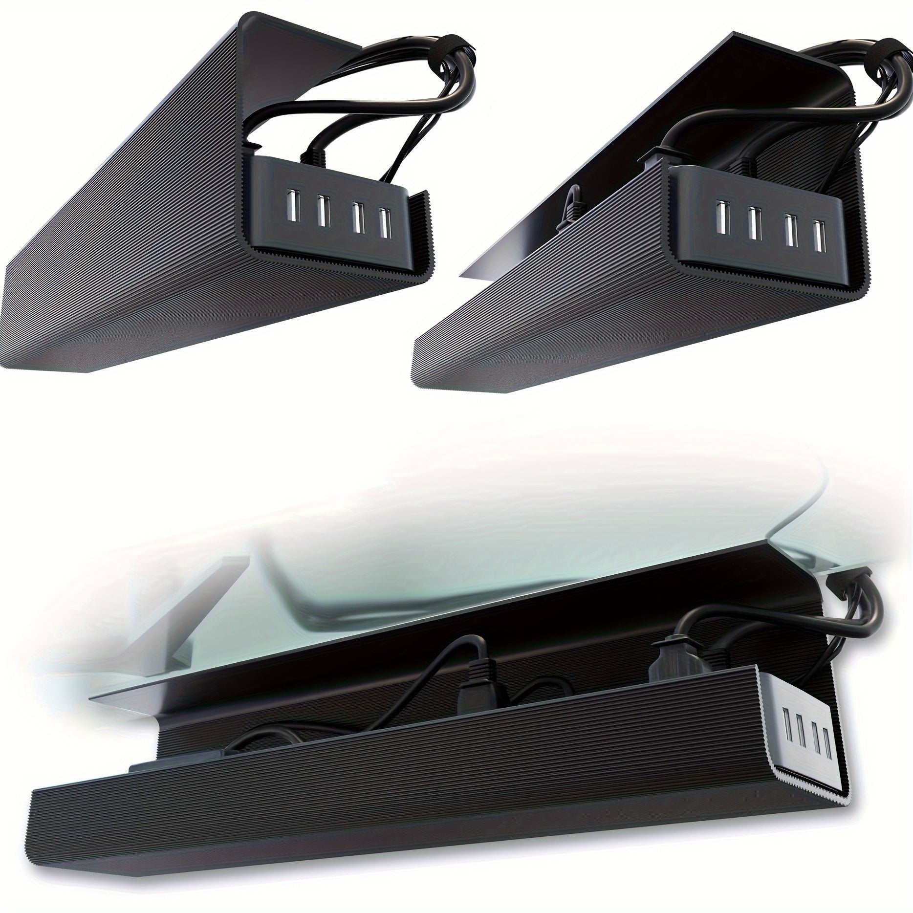 Plastic No-Screw Under-Desk Cable Management Tray Self-Adhesive Wire Organizer