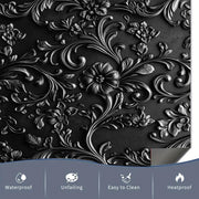 Black Floral Pattern Dishwasher Magnet Cover Waterproof Heat-Resistant PVC Kitchen Decor