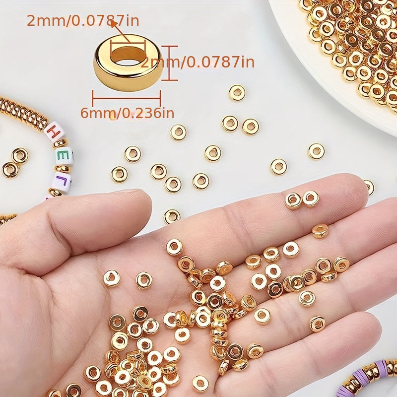 500 Pieces 6mm Gold Flat Round Spacer Beads for Jewelry Making Bracelets Necklaces Earrings