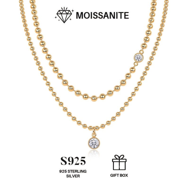 925 Sterling Silver Moissanite Pendant Necklace - Juftliklar, To'y, Yubiley va Tug'ilgan kun uchun ideal, Klavikula zanjiri, Sevishlilar kuni - Nafis dizayn qilingan