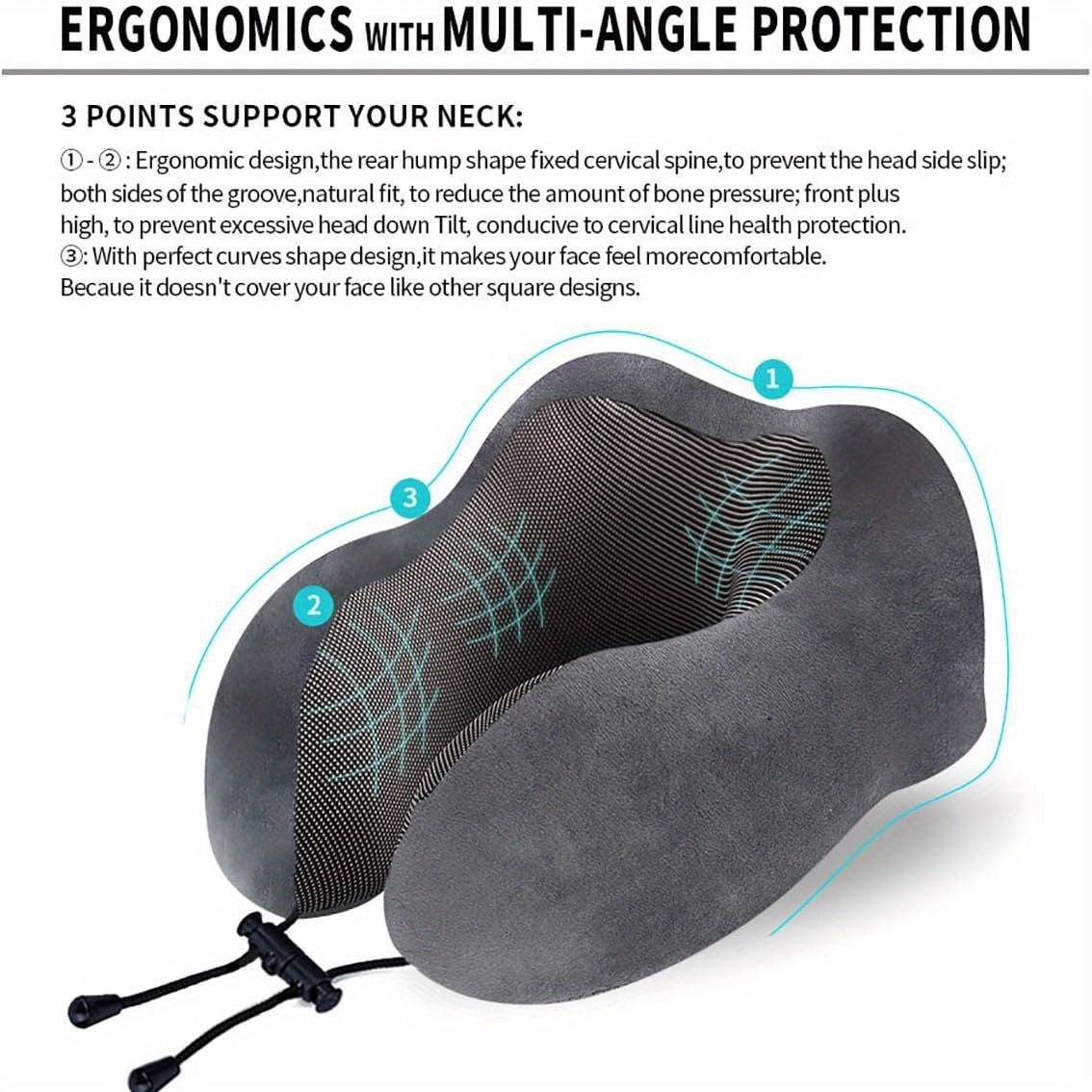 U-Shaped Memory Foam Neck Pillow for Travel Support Airplane Cervical Comfort
