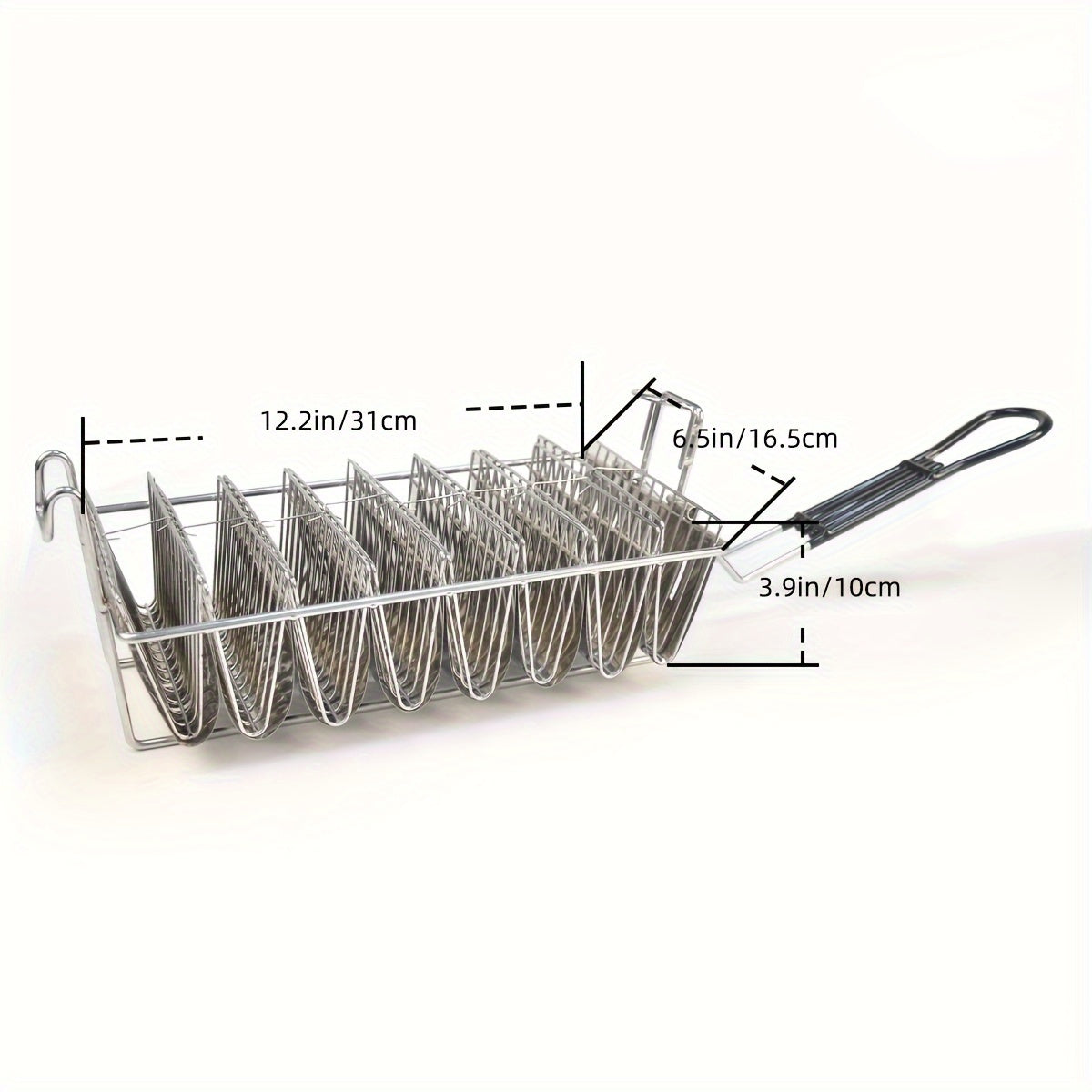 8 Stainless Steel Mexican Tucker Frying Baskets with Plastic Handles Non-Slip