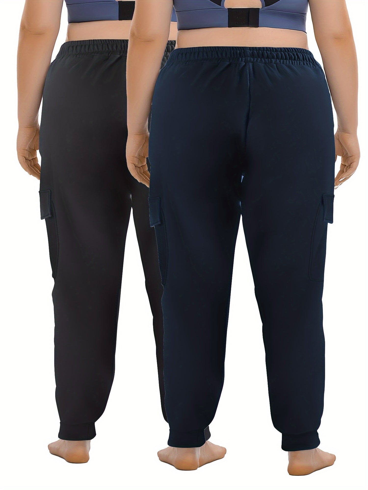 Plus Size Waterproof Work Pants with Pockets and Drawstring Waist