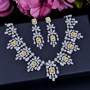 Silver-Plated Copper Jewelry Set with Cubic Zirconia for Weddings and Special Occasions