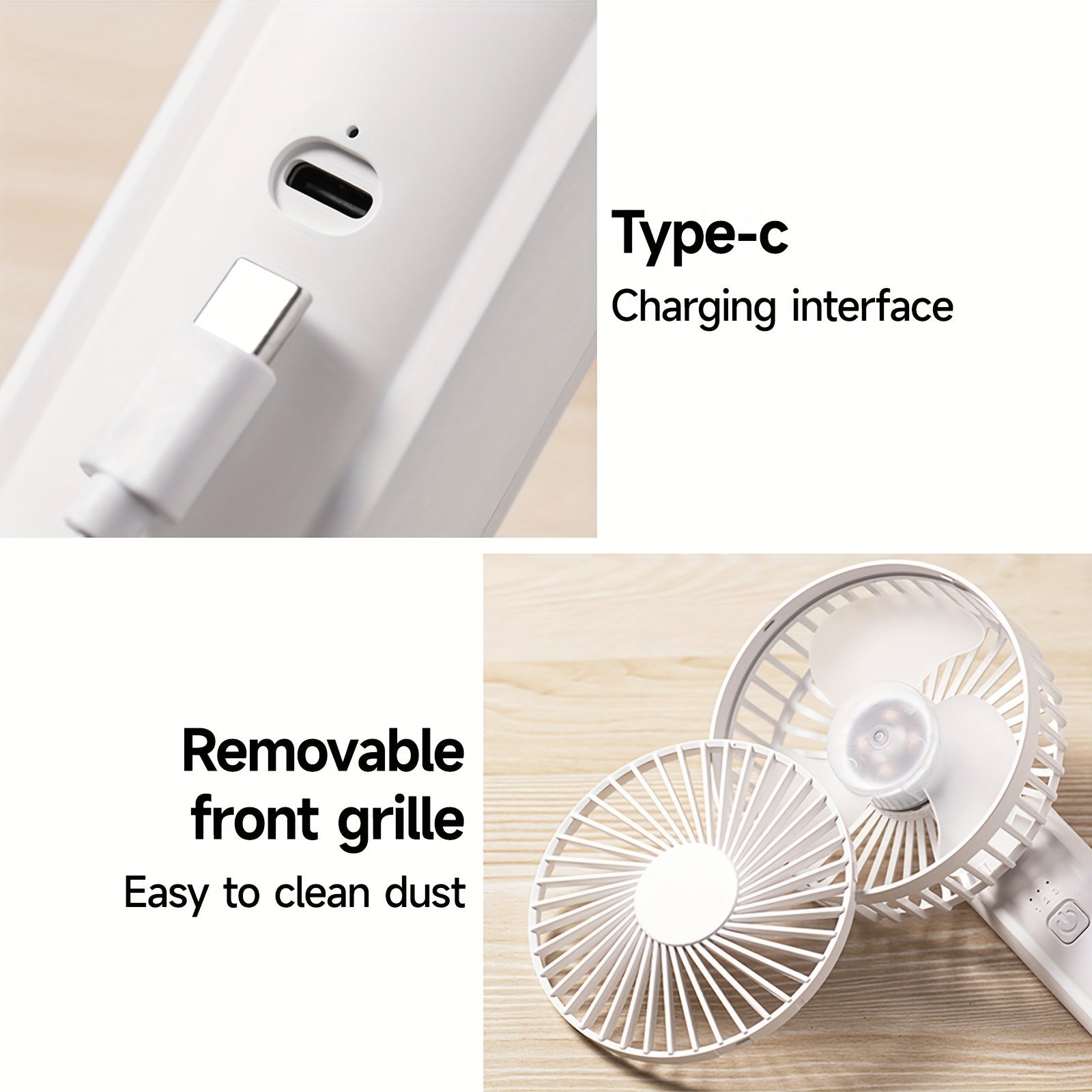 Portativ Clip-On Ventilyator, Mobil Telefon Uskunasi bilan, Qayta Zaryadlanadigan 2000mAh Batareya, 3 Shamol Tezligi, 180° Aylanish, Stol yoki Devorga Osish uchun Qisqa Egiluvchan Dizayn, Mustahkam Plastik Materiallar