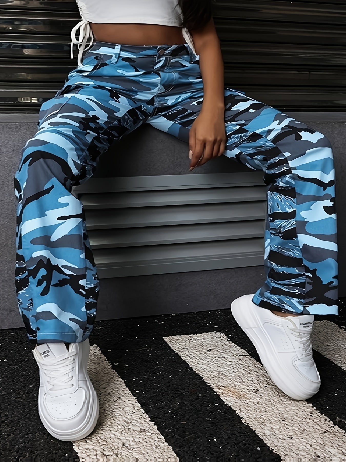 Women's Plus Size Camo Cargo Pants Street Style All-Season Long Fit